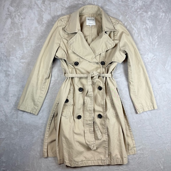 Madewell Jackets & Blazers - Madewell Aboard Classic Khaki Trench Coat Belted Double Breasted 100% Cotton